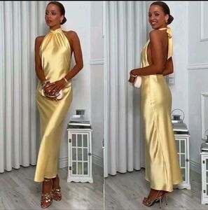 Zara SATIN HALTER MIDI DRESS